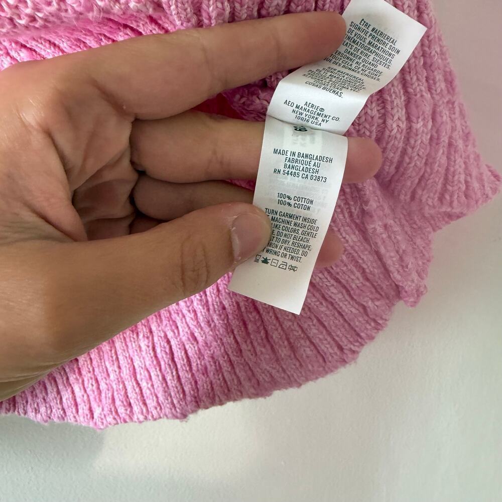 Aerie Hits The Spot Mock Neck Sweater Pink Oversized Chunky Knit Size XS - Picture 6 of 7